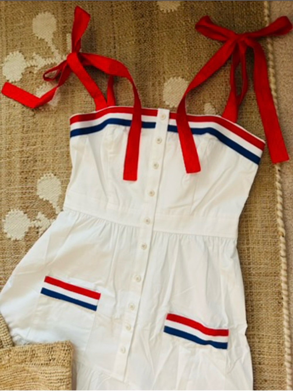 ♥️🤍💙🇺🇸 ADORABLE! Americana Cotton Midi Dress Red White Blue Midi 4th Tuckernuck - Picture 2 of 6